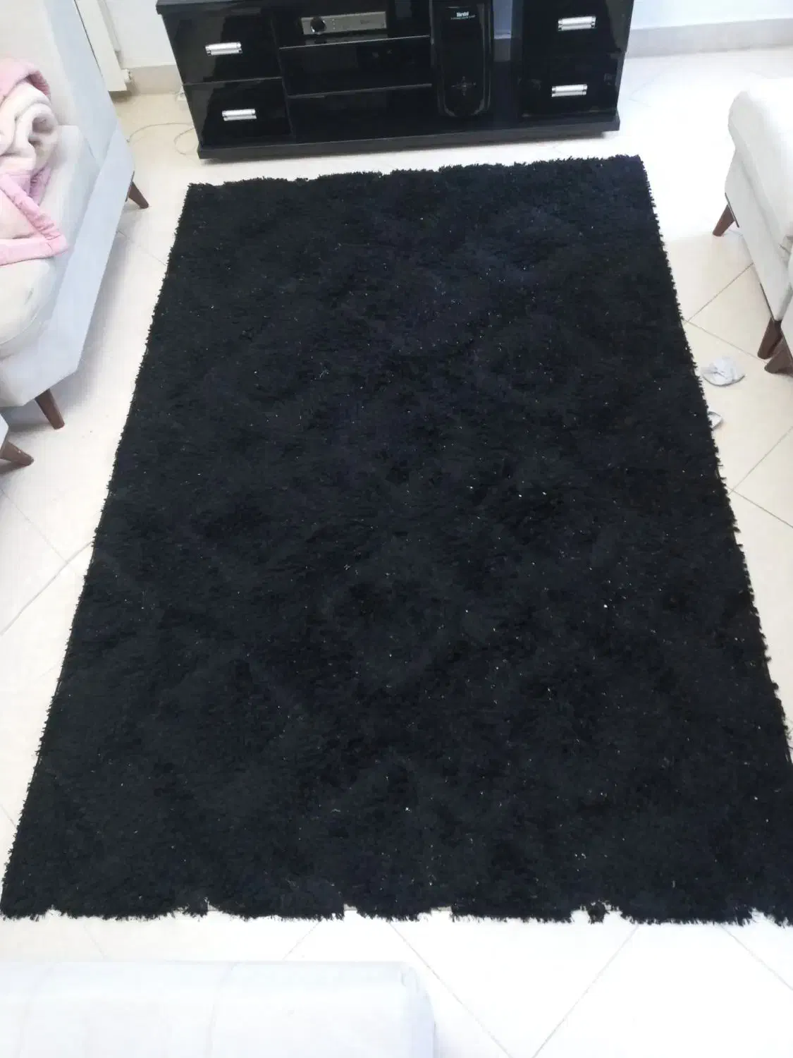 فرش ماشینی  4 متری پرزبلند مشکی ترک|فرش|بندر انزلی, مسکن مهر|دیوار