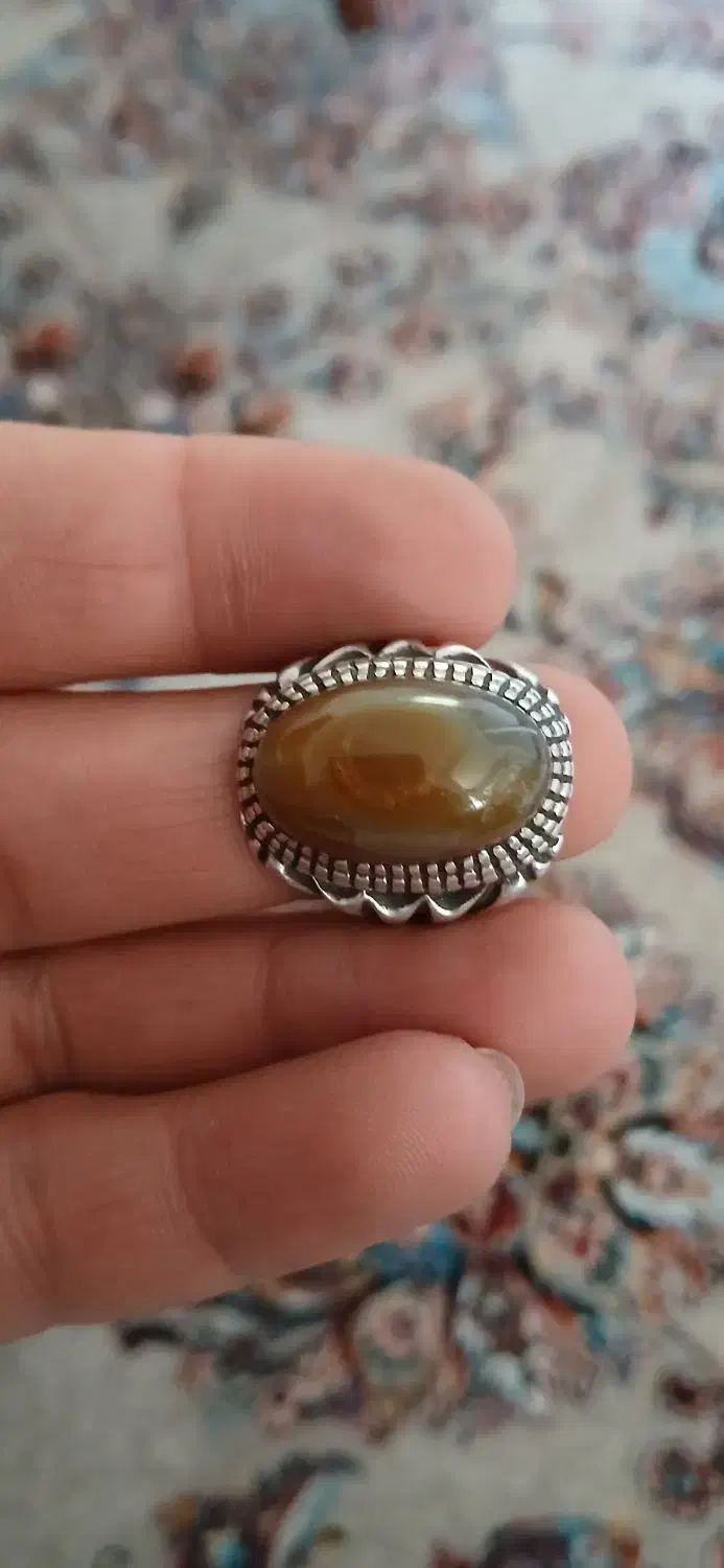 انگشتر نقره سنگ عقیق سه پوست|جواهرات|سنندج, |دیوار