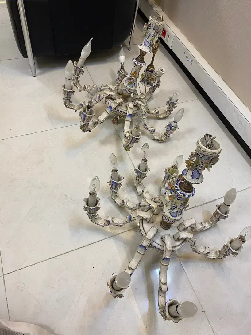 یک جفت لوستر ۸ شاخه ایتالیایی آنتیک بسیار زیبا|لوستر و چراغ آویز|تهران, ونک|دیوار