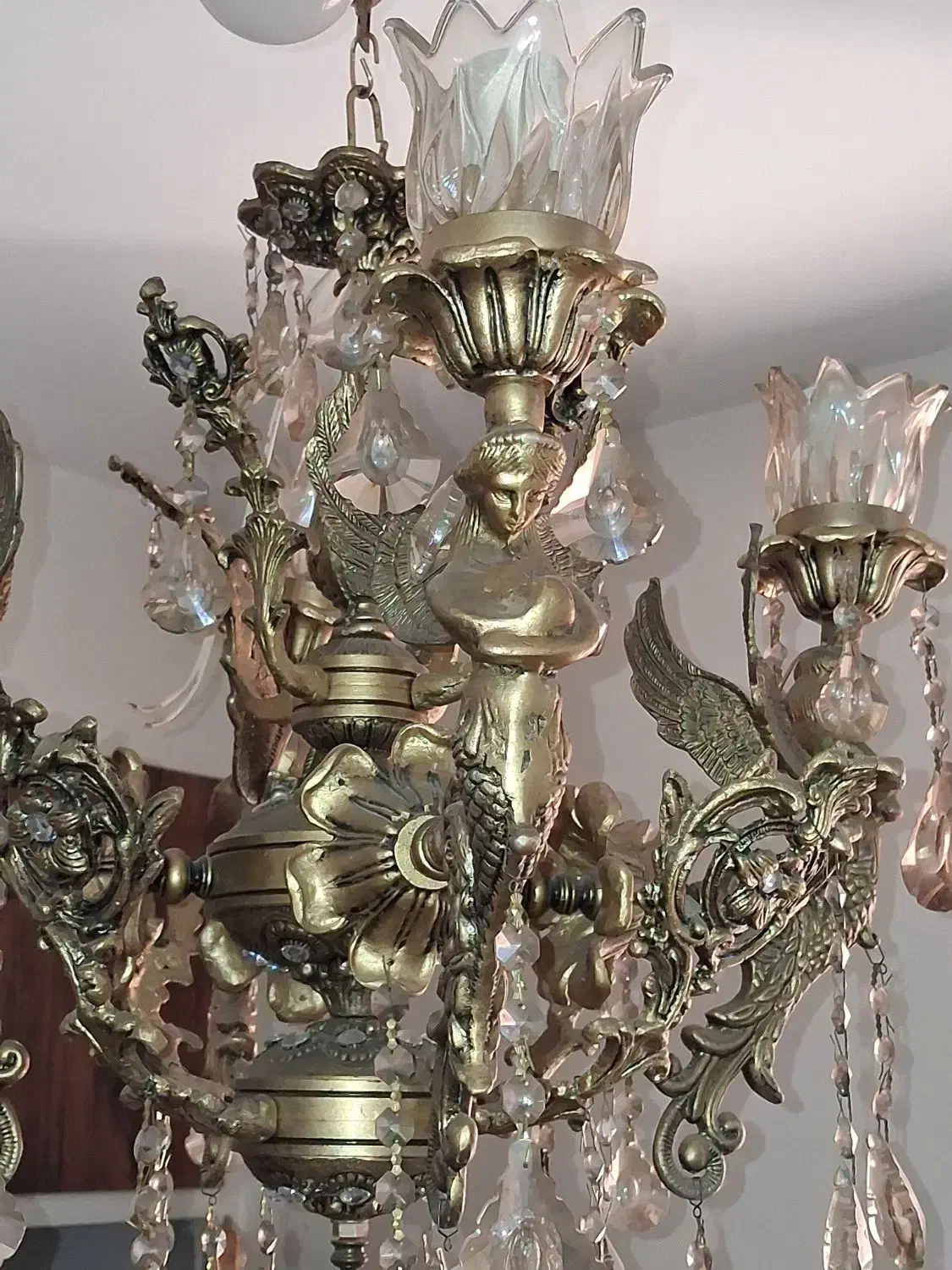 لوستر برنز ۱۲شاخه فوق سنگین|لوستر و چراغ آویز|فردیس, فرامرزیه|دیوار