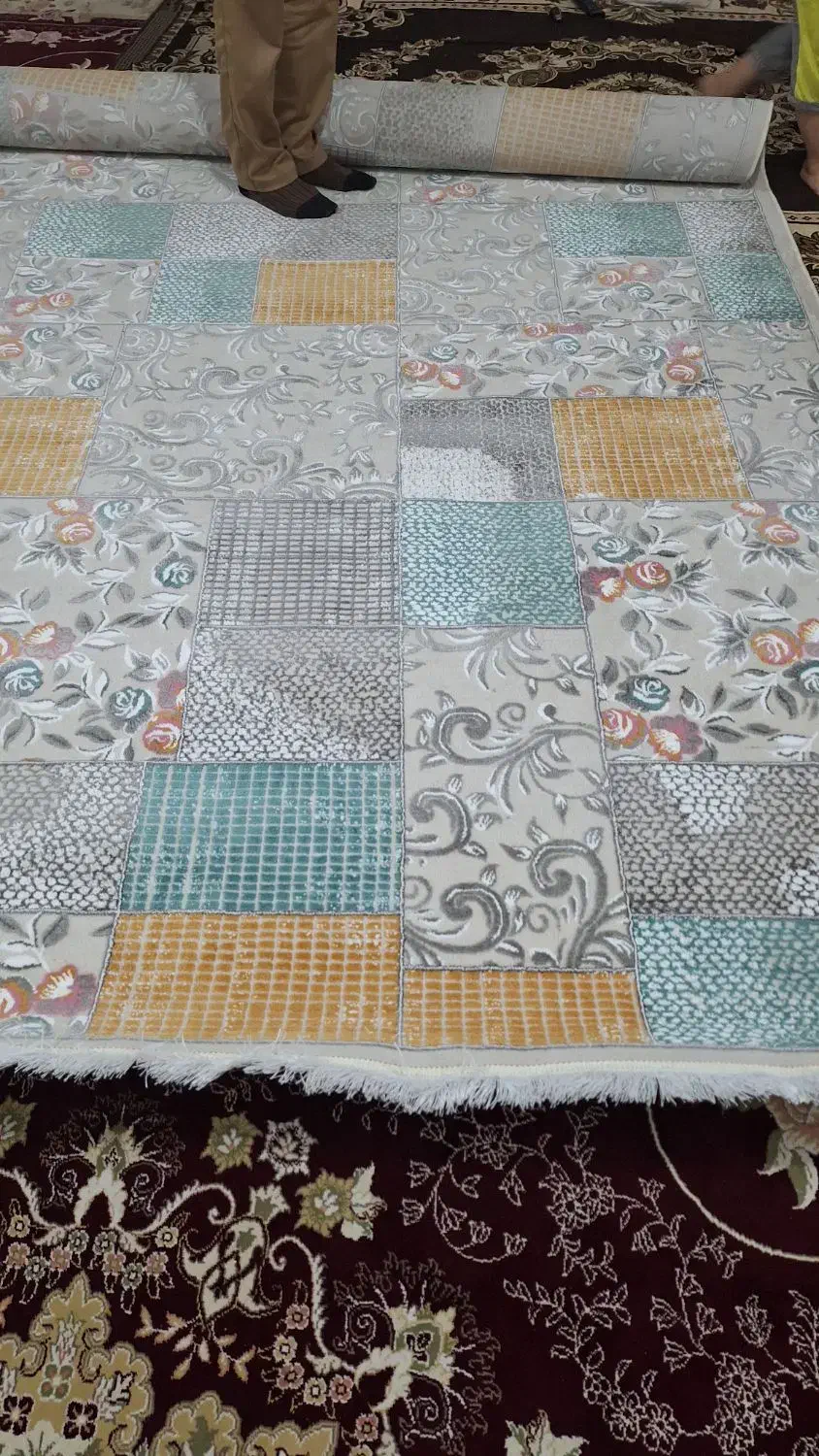 ۱جفت فرش فانتزی ۶متری خوش رنگ روشن|فرش|مشهد, رسالت|دیوار