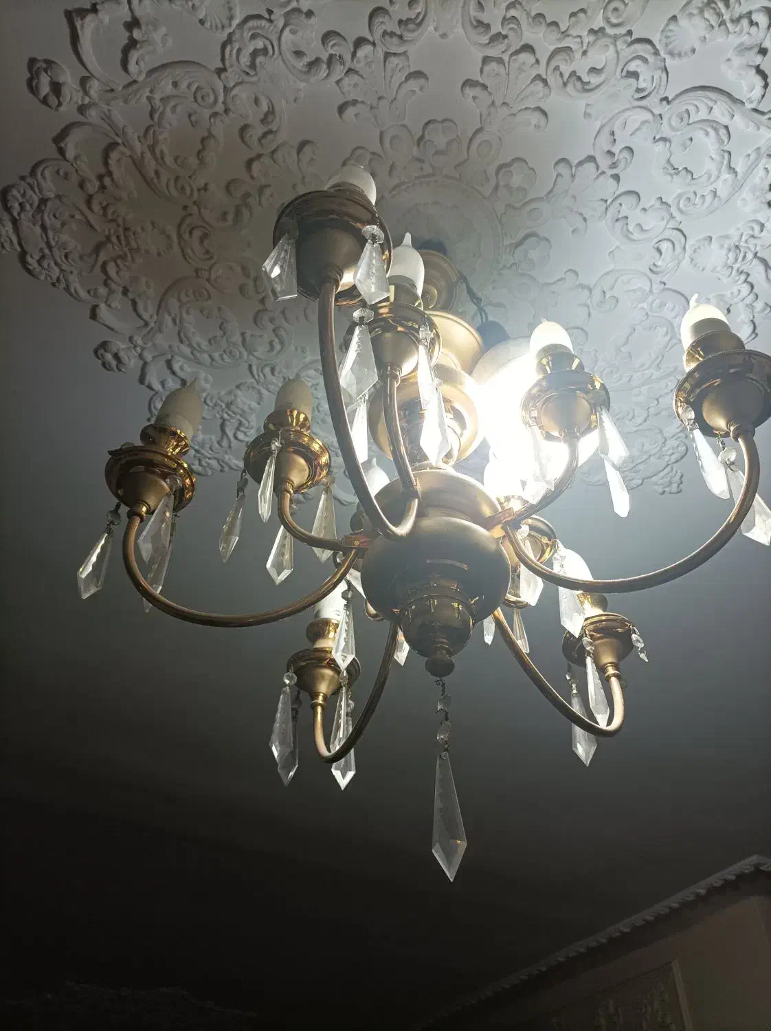 لوستر ۵ شاخه آب طلا کار شده|لوستر و چراغ آویز|تهران, نیلوفر|دیوار