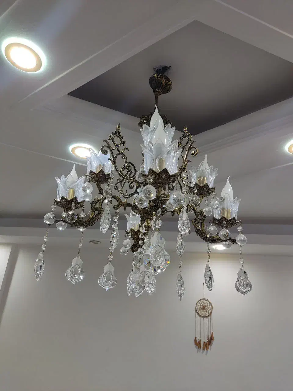 لوستر برنجی هشت شاخه|لوستر و چراغ آویز|پاکدشت, شهرک انقلاب|دیوار