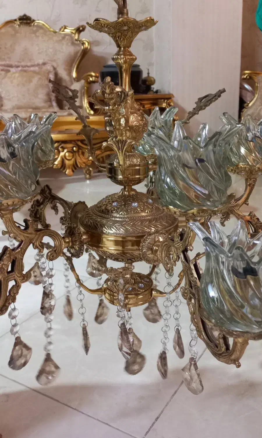 لوستر ۵شاخه برنجی|لوستر و چراغ آویز|قرچک, مهدیه|دیوار