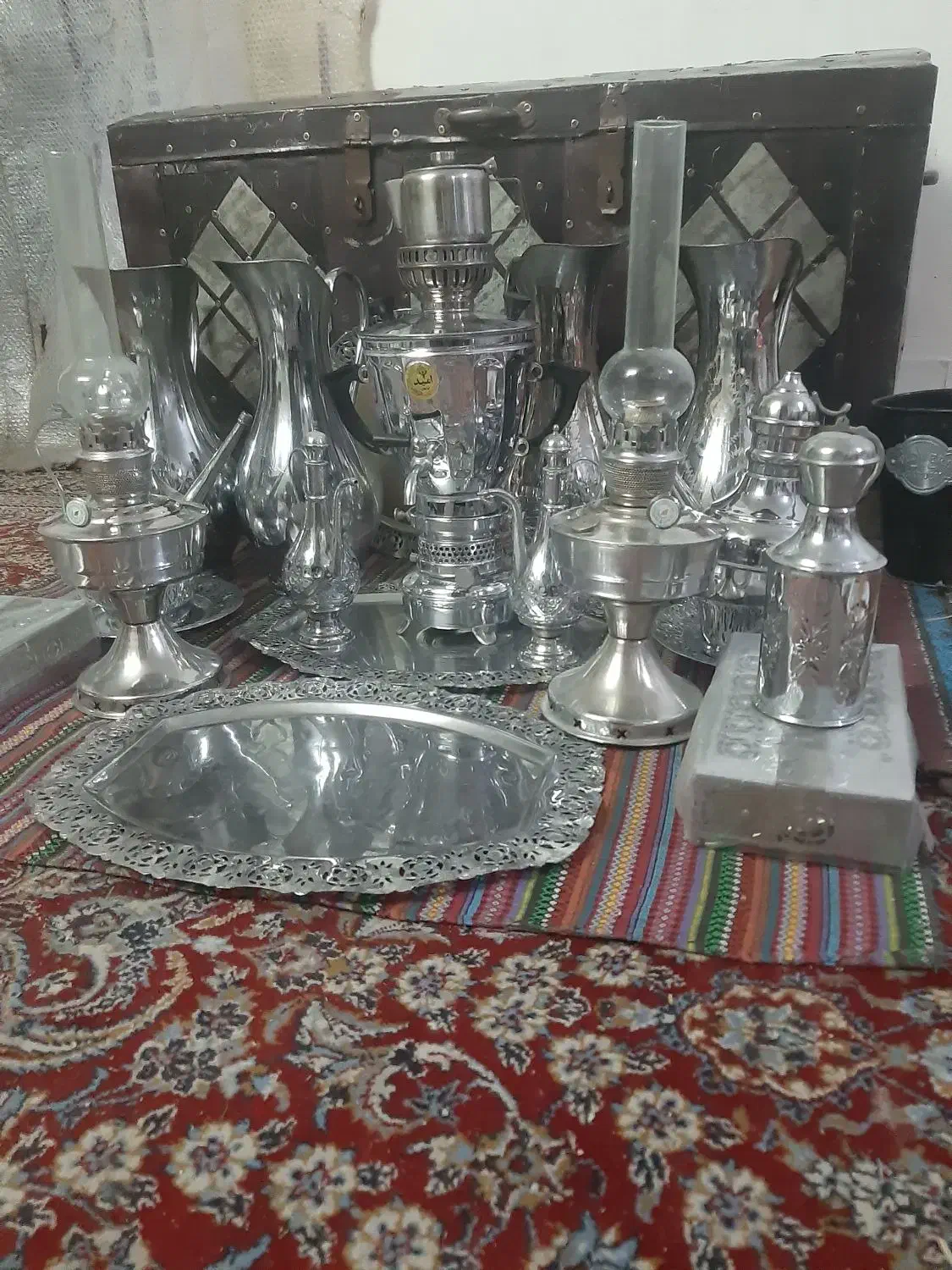 ۲۰قلم وسیله برنزی ۶۰ساله نو|کلکسیون اشیاء عتیقه|ابریشم, |دیوار