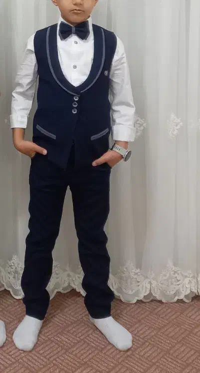 پیراهن جلیقه و شلوار پسرانه وپاپیون|کفش و لباس بچه|فلاورجان, |دیوار