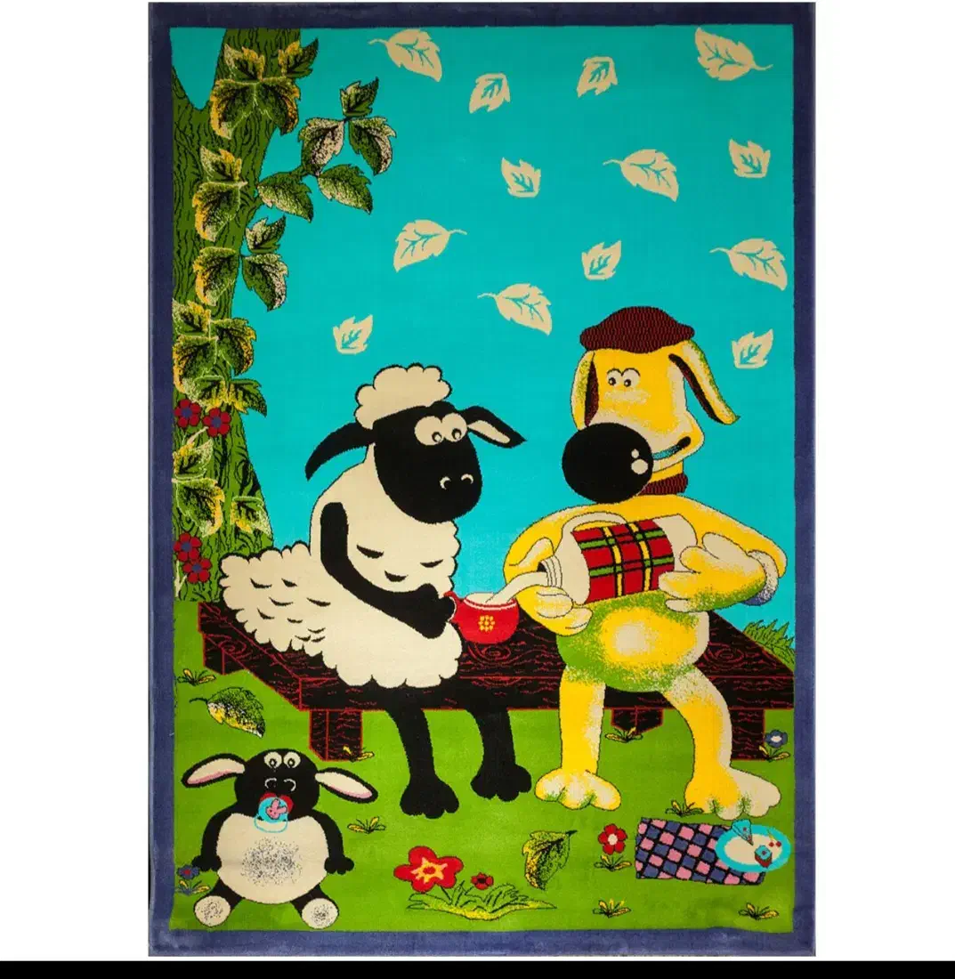 قالیچه کودک طرح بره ناقلا نو|فرش|سمنان, |دیوار