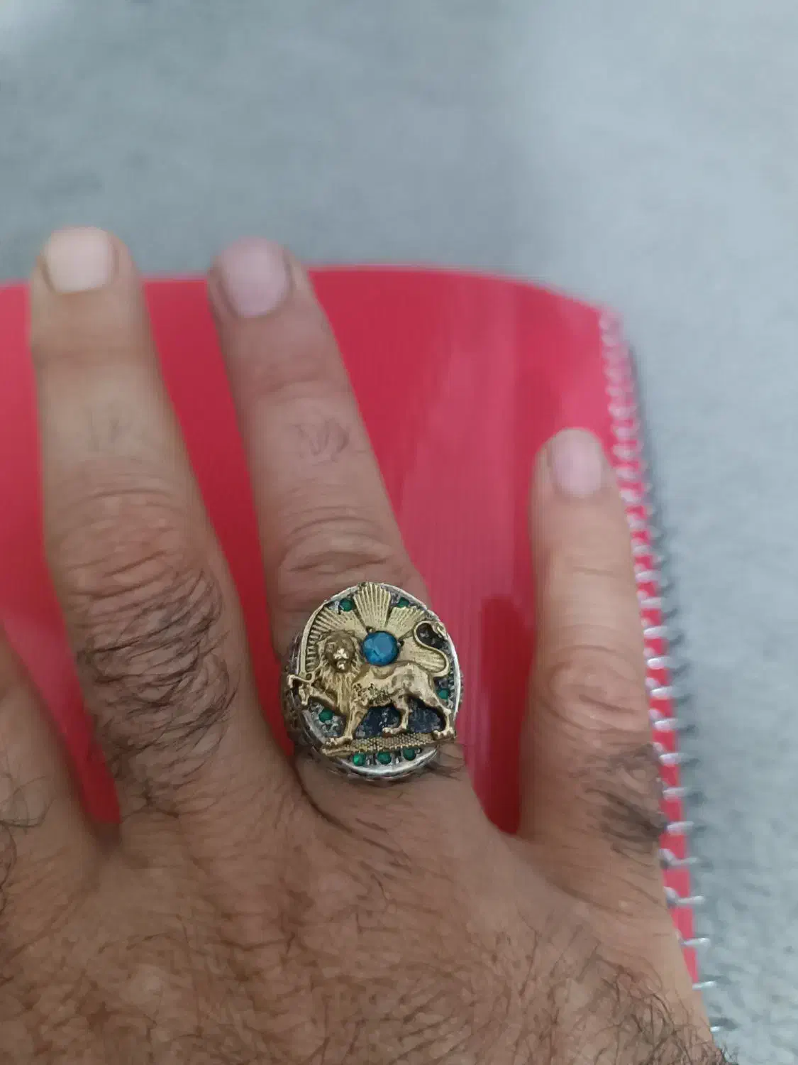 انگشتر شیر و خورشید دست ساز نقره اصل|جواهرات|بوشهر, |دیوار