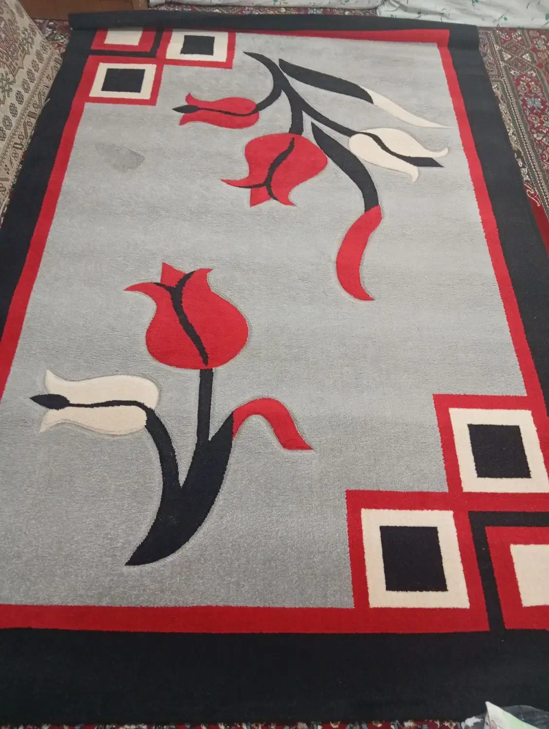 گلیم فرش شیش متری درحدنو|گلیم، جاجیم، گبه|قزوین, |دیوار