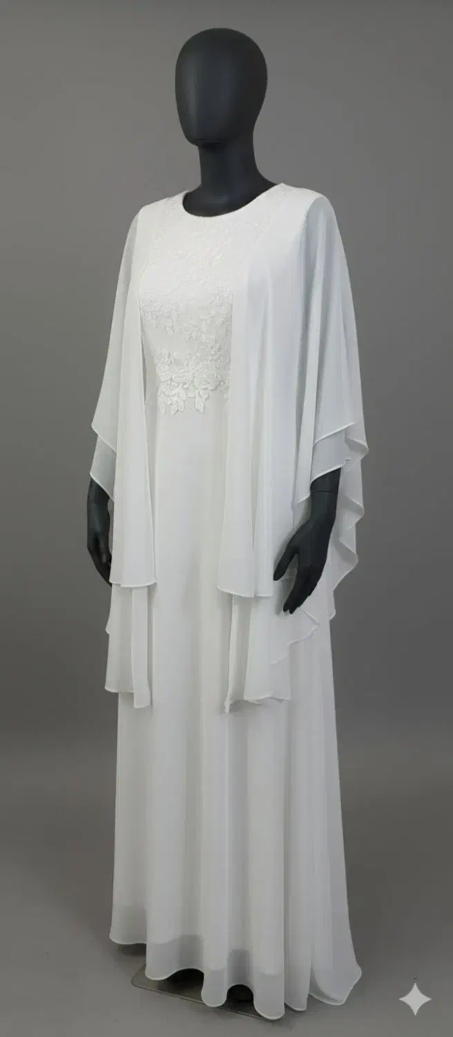 لباس عقد/مجلسی مدل کلوش با رویه شنلی  سفید|لباس|تبریز, |دیوار