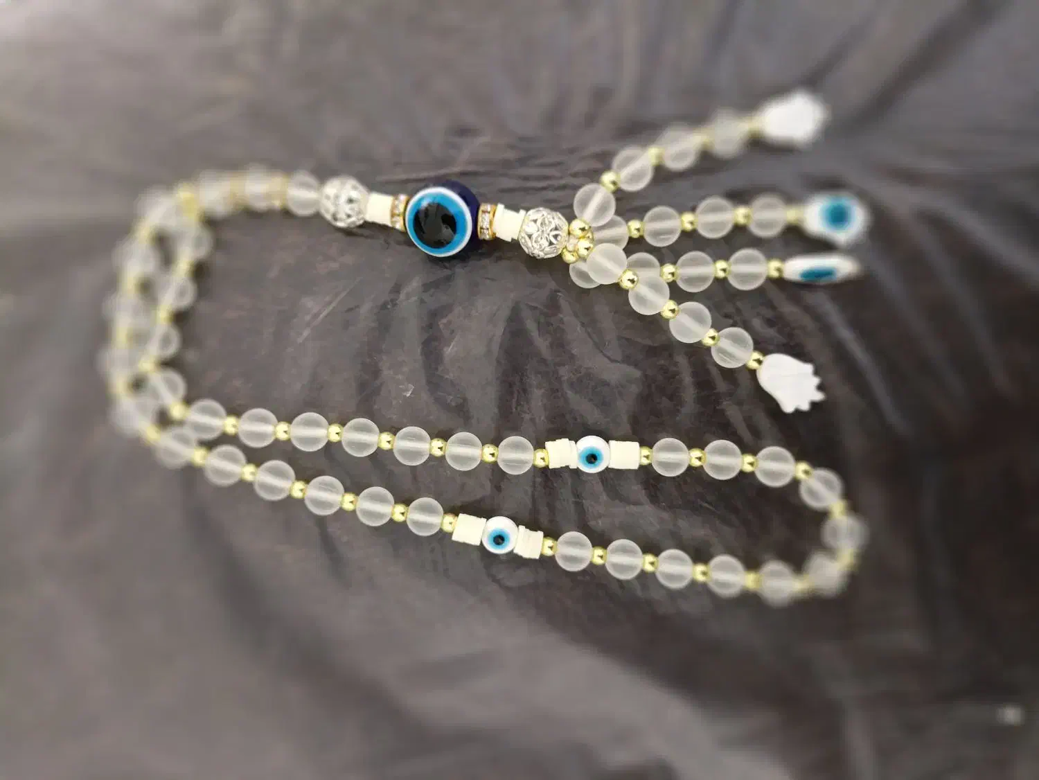 تسبیح اونیکس مهره حدید وصدف|صنایع دستی و سایر لوازم تزئینی|مشهد, حرم مطهر رضوی|دیوار