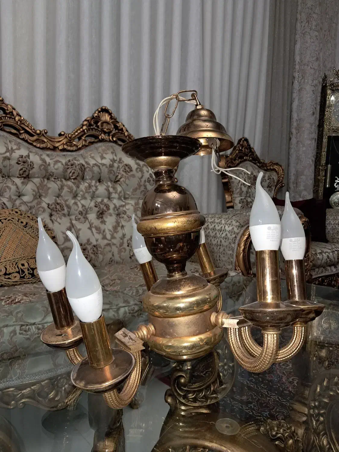 لوسترطلایی دو عدد|لوستر و چراغ آویز|اردبیل, |دیوار