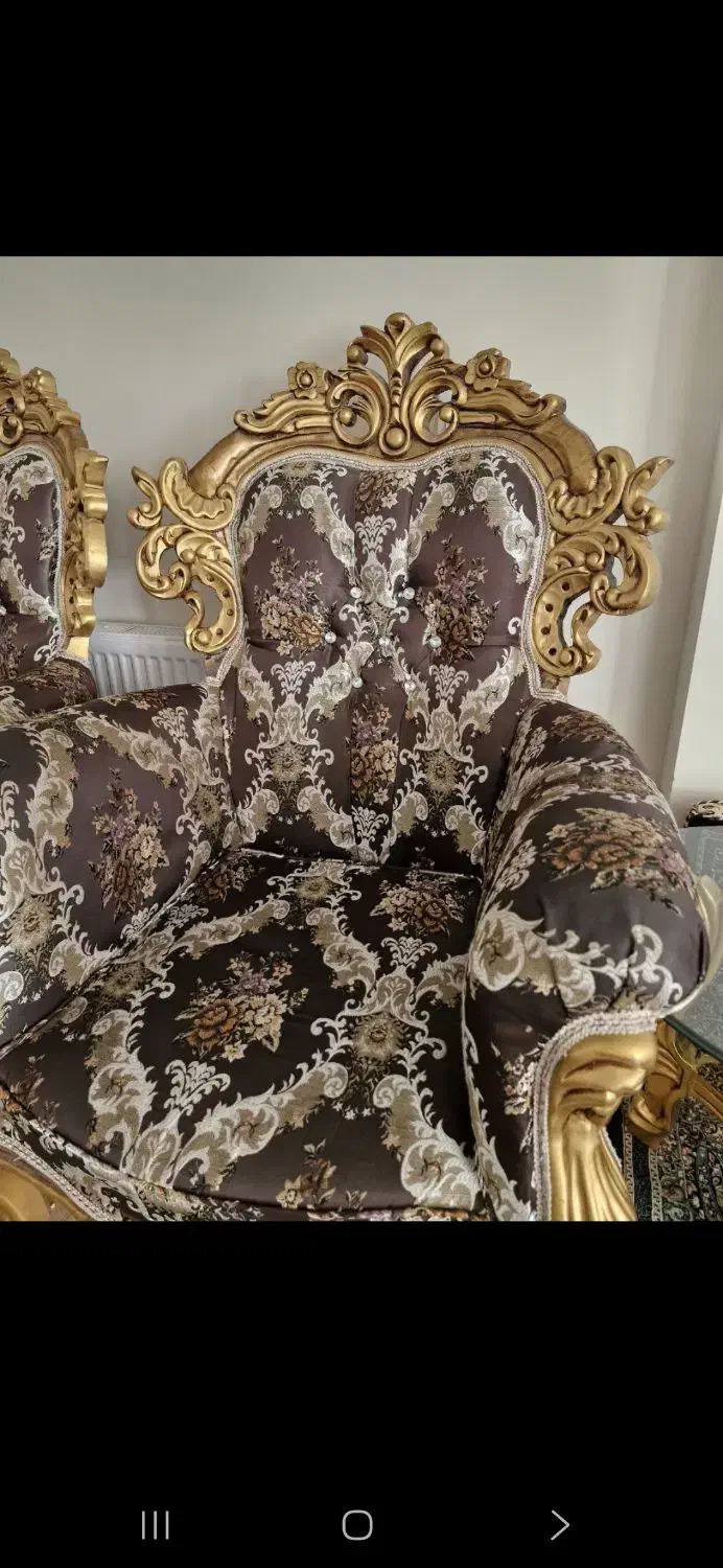 مبل سلطنتی 9نفره همراه بامیزو2عسلی|مبلمان خانگی و میز عسلی|سنندج, |دیوار