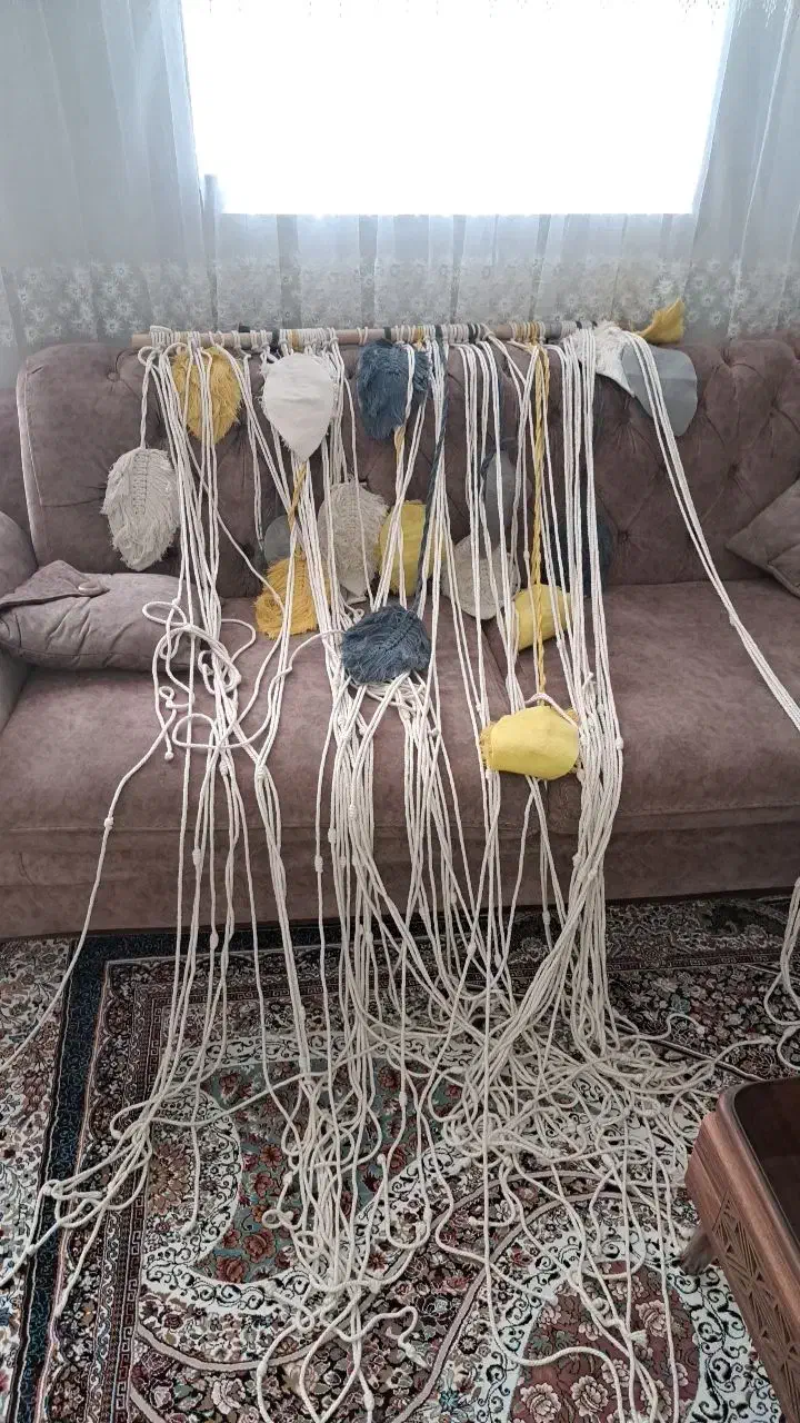 شلف و پرده مکرومه نو|صنایع دستی و سایر لوازم تزئینی|خرمآباد, |دیوار