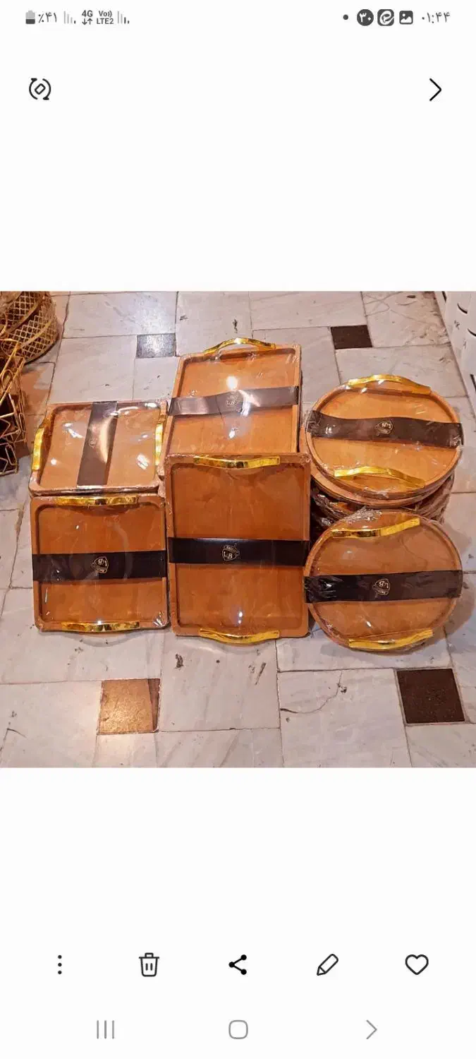 سینی های چوبی پلی ودد دسته طلایی اک|ظروف سرو و پذیرایی|قم, شهرک فاطمیه|دیوار