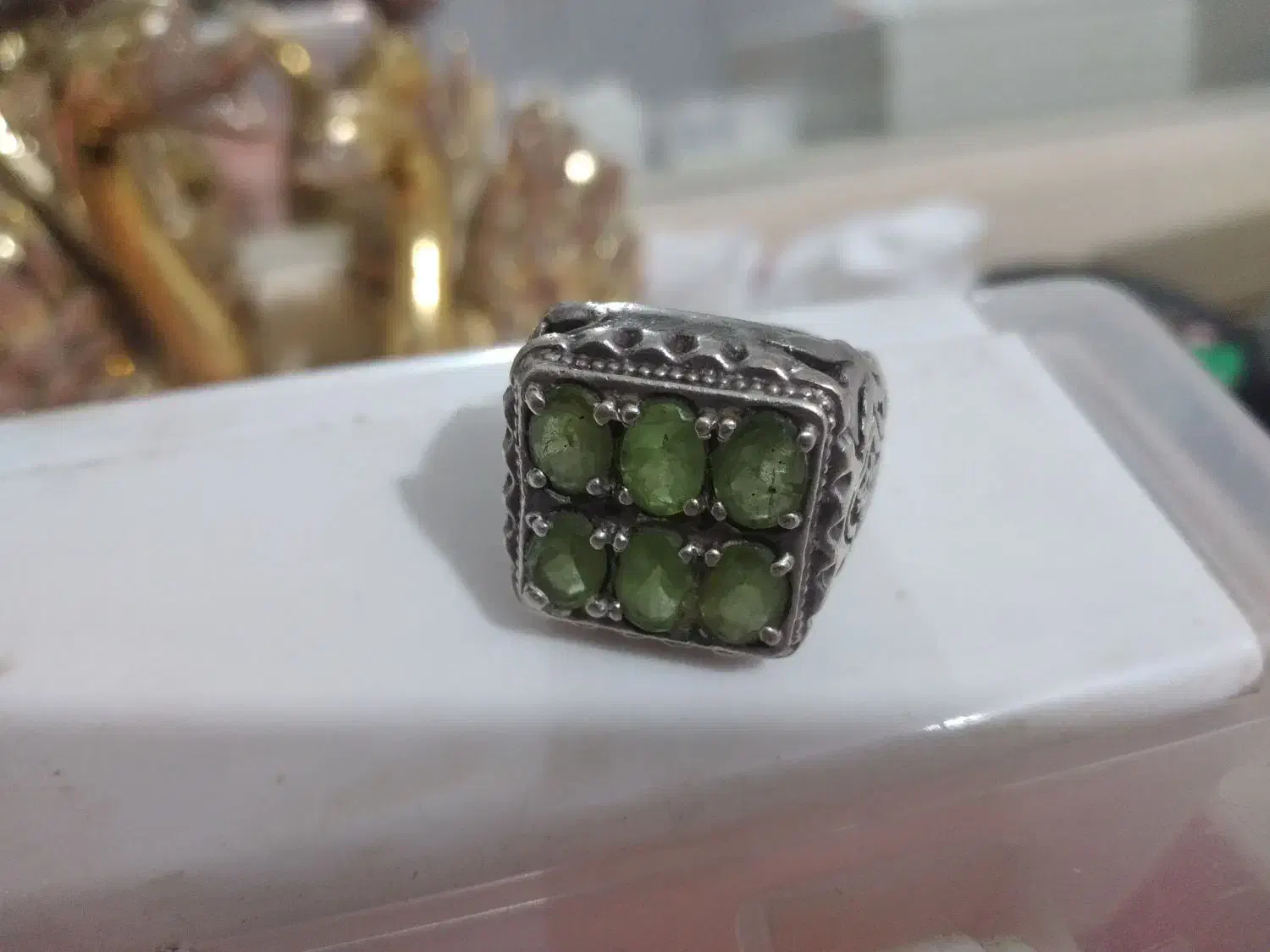 انگشتر نقره کار دست .سنگ زمرد معدنی .|جواهرات|لنگرود, |دیوار