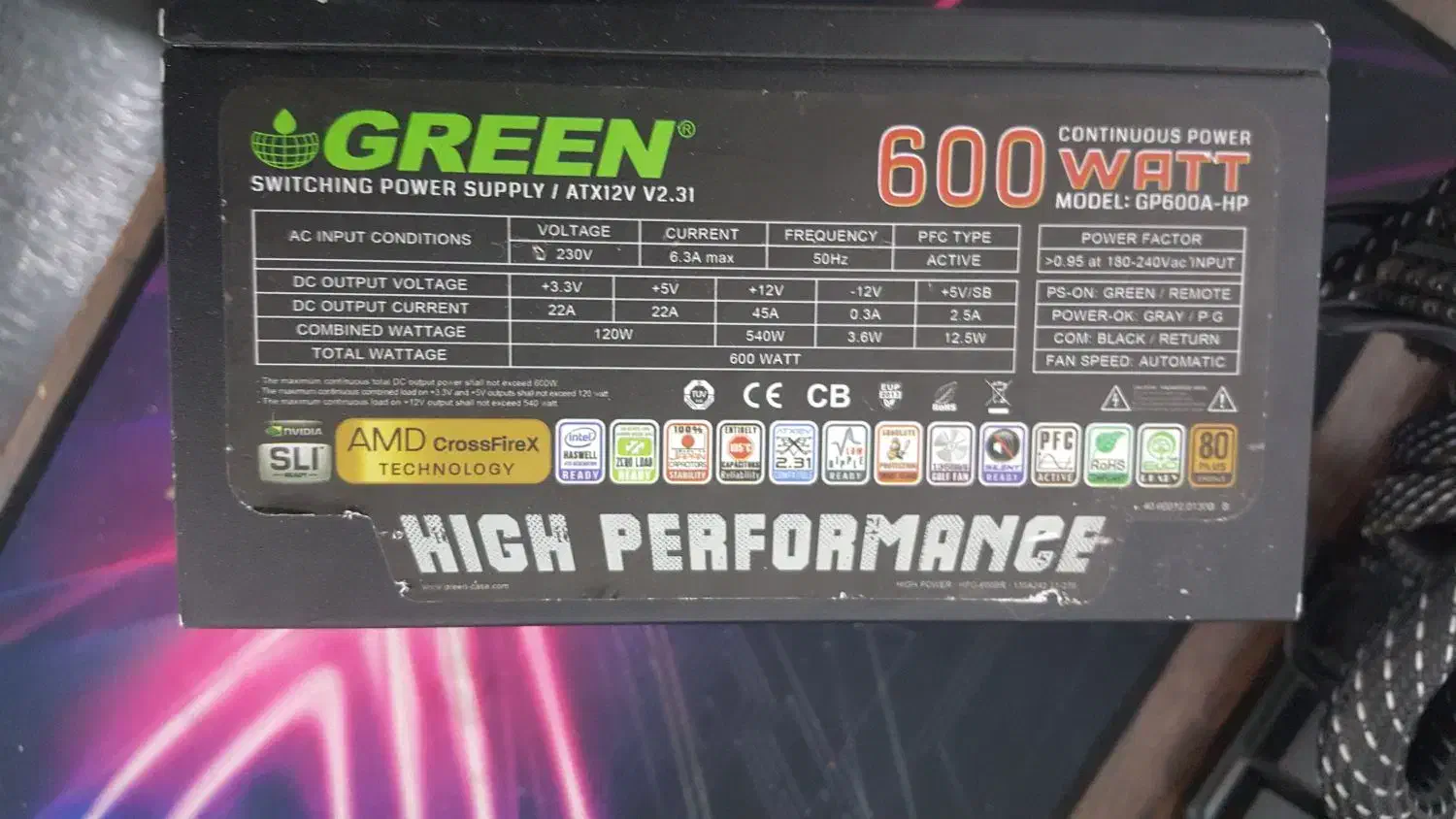 پاور گیرین GP600A-hp|قطعات و لوازم جانبی رایانه|گلستان (تهران), |دیوار