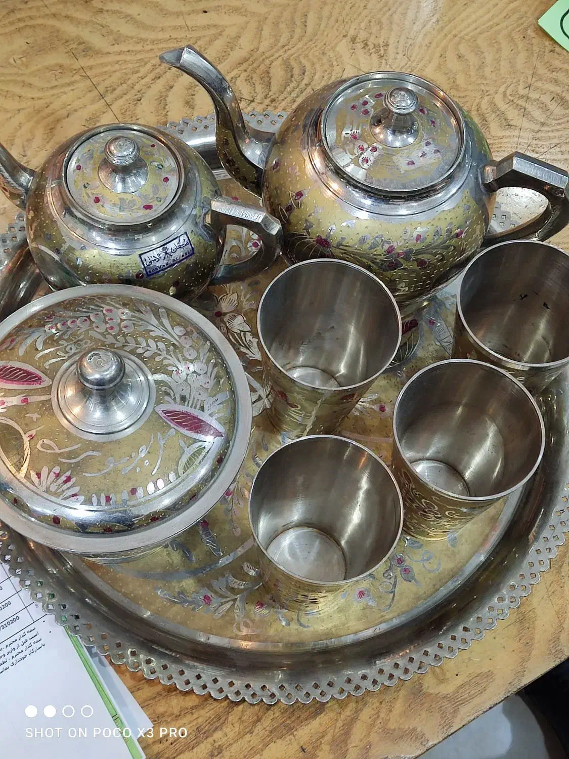 ست کامل برنجی قدیمی آک مهردار|صنایع دستی و سایر لوازم تزئینی|جهرم, |دیوار