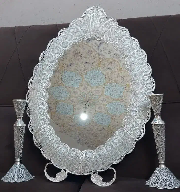 آینه و شمعدان با روکش نقره|آینه|اصفهان, ملاصدرا|دیوار