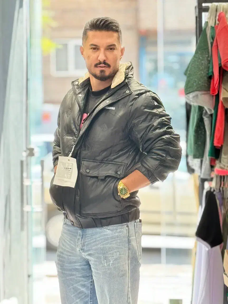 کاپشن چرم باکسی|لباس|تبریز, |دیوار