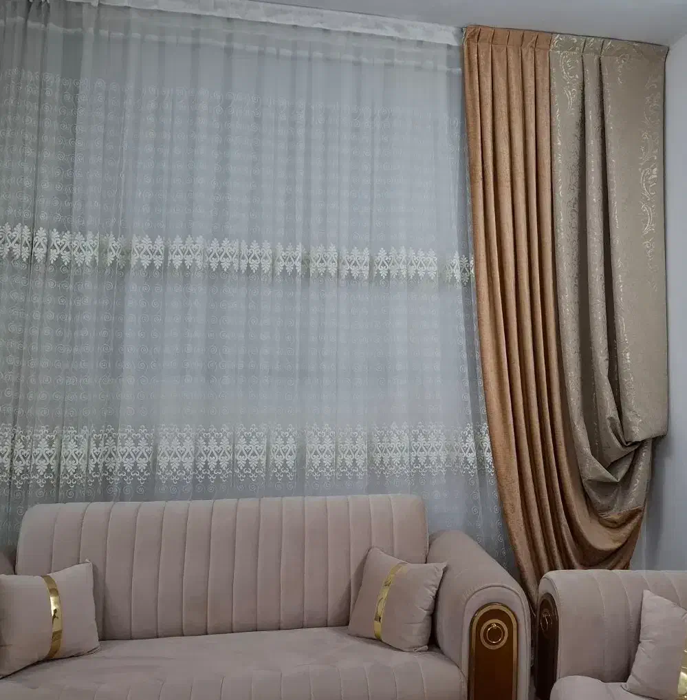 پرده کرم نسکافه ای والن دار|پرده، رانر، رومیزی|قم, زاویه|دیوار