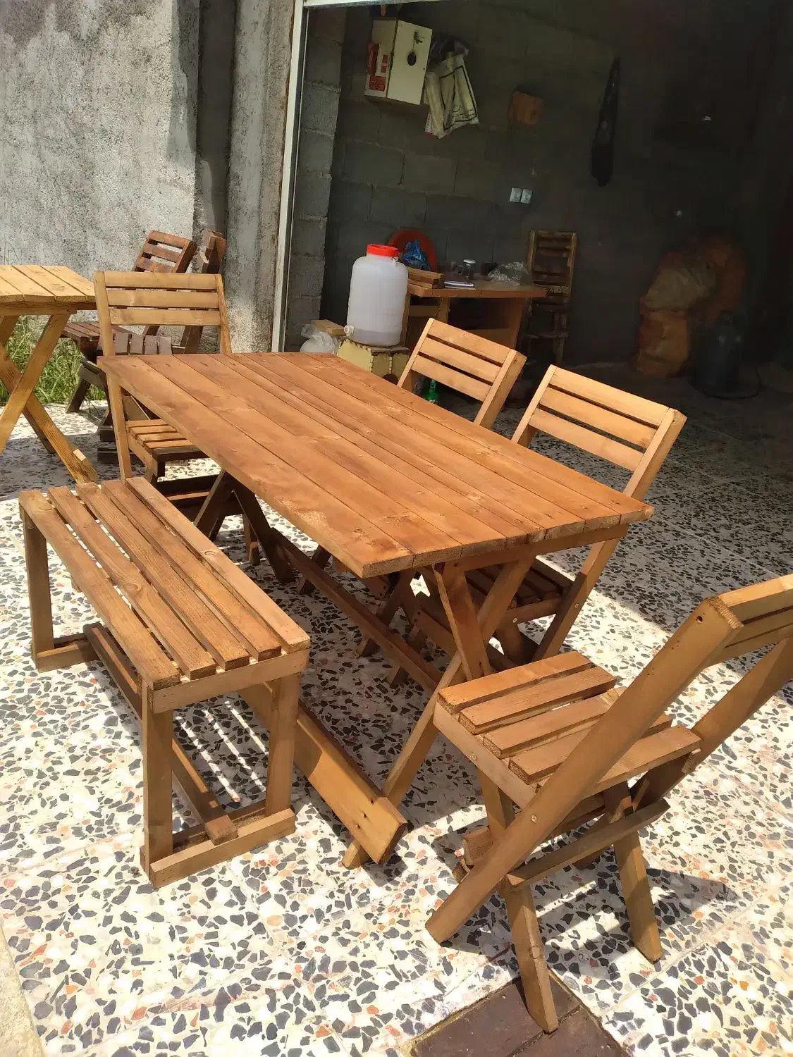 نیمکتی میز و صندلی ثابت کافی شاپ باغی T003|میز و صندلی غذاخوری|رشت, جانبازان|دیوار