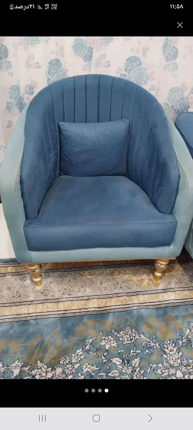 مبل فیروزه ای ۷نفره|مبلمان خانگی و میز عسلی|گلستان (تهران), |دیوار