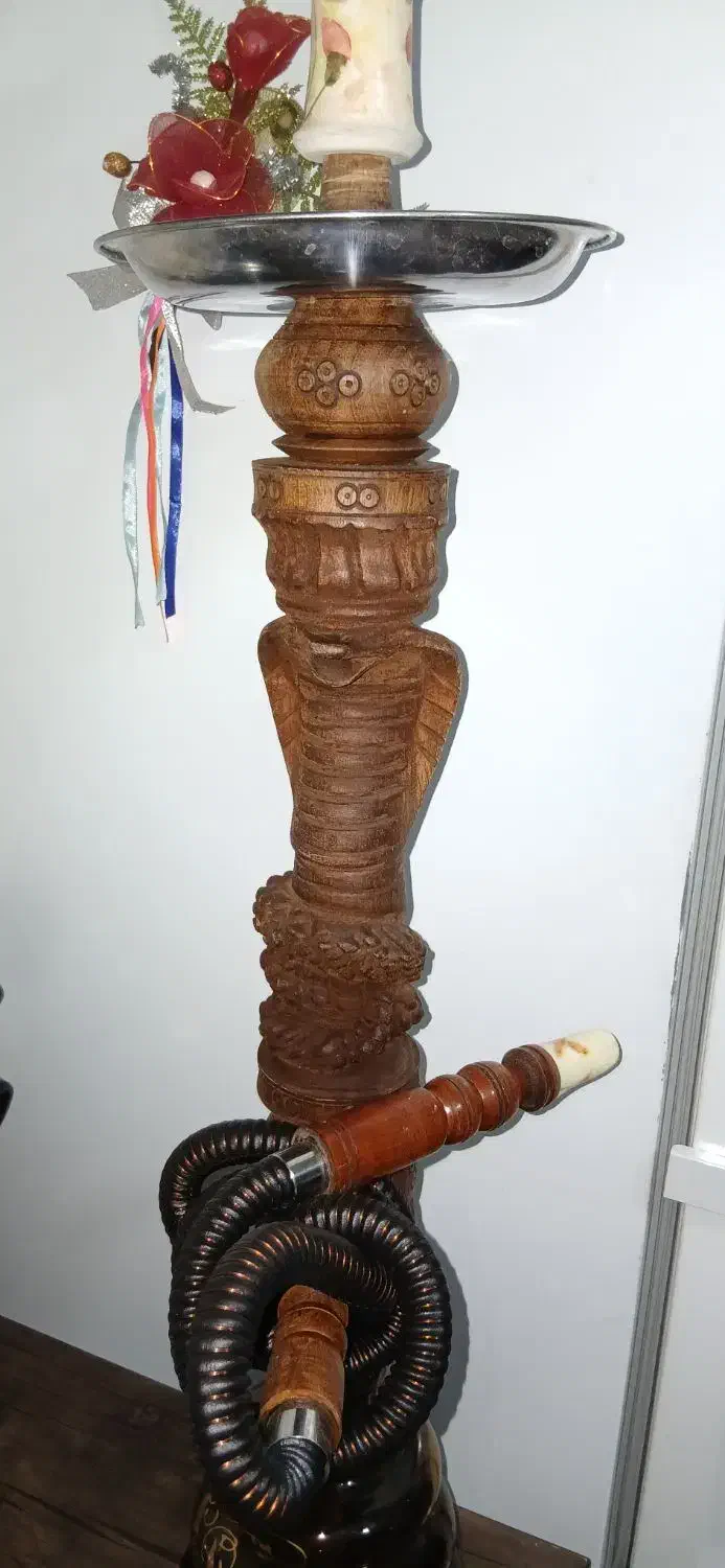 قلیان چوبی طرح مار کبری  دست ساز|کلکسیون و سرگرمی|نسیم‌شهر, |دیوار