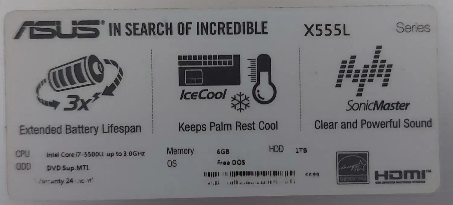 لپتابASUS مدلx555l|رایانه همراه|گرگان, |دیوار