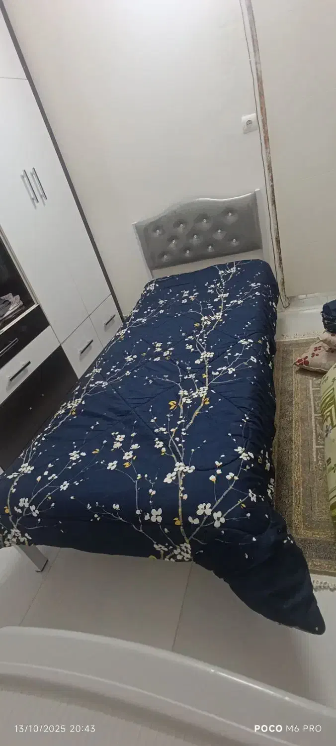 تخت خواب فلزی روتختی خوشخواب تخت یک نفره|تخت و سرویس خواب|رضویه, |دیوار