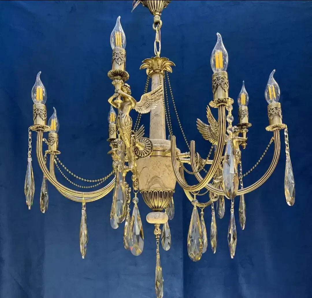 لوستر برنزی۹شعله مدل سلطنتی(ضمانت کتبی)|لوستر و چراغ آویز|نسیم‌شهر, |دیوار