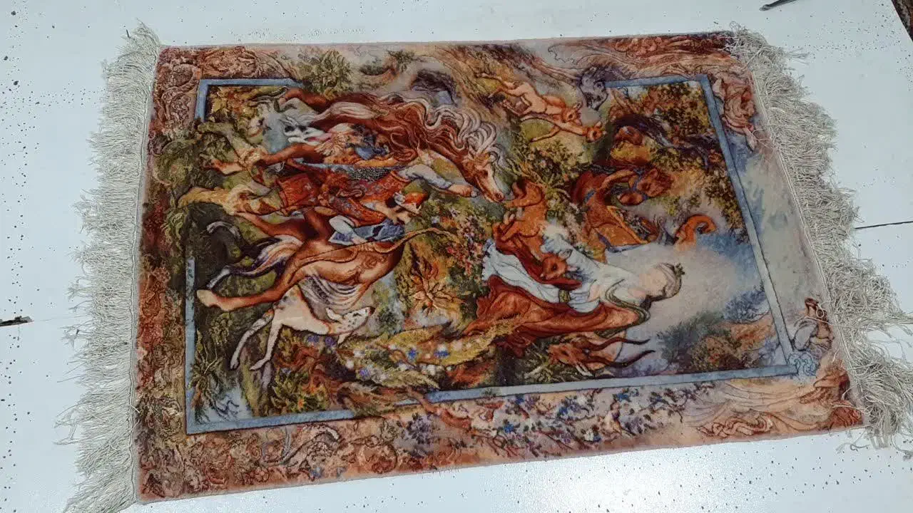 تابلوفرش ضامن آهو چله ابریشم|تابلو فرش|الیگودرز, |دیوار