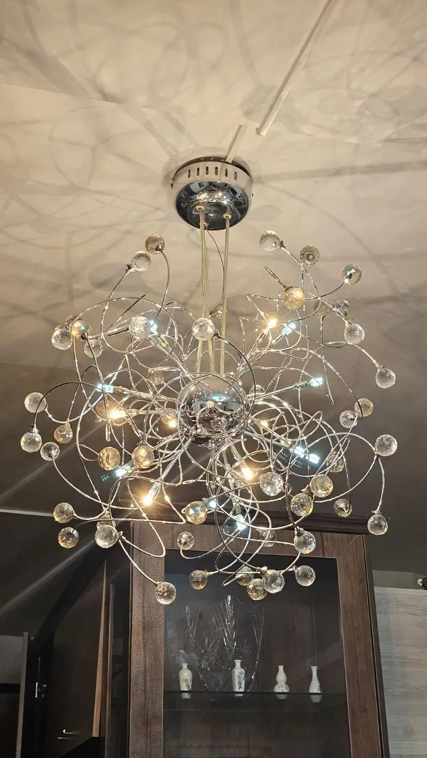 لوستر مدرن ۱۶ شعله استیل|لوستر و چراغ آویز|پرند, فاز ۵|دیوار