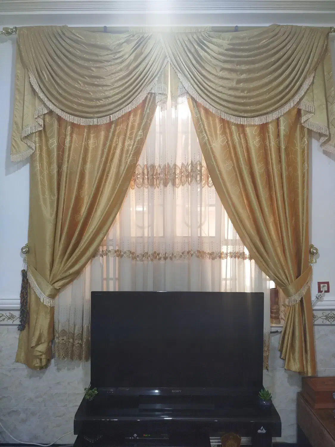 پرده دولایه سلطنتی تمیز|پرده، رانر، رومیزی|برازجان, |دیوار