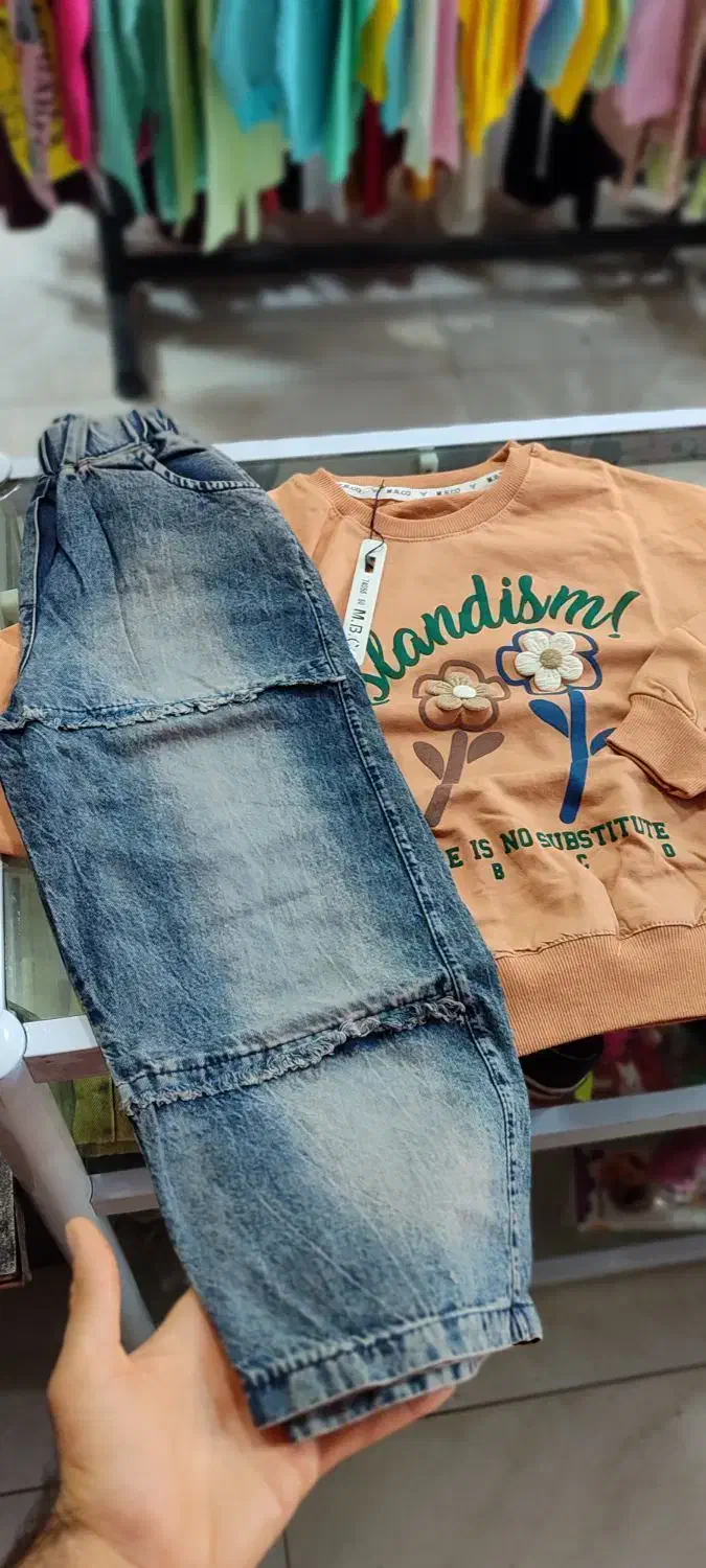 ست بلوز پنبه و شلوار لی گالری پوشاک مهراب|کفش و لباس بچه|کرمانشاه, |دیوار