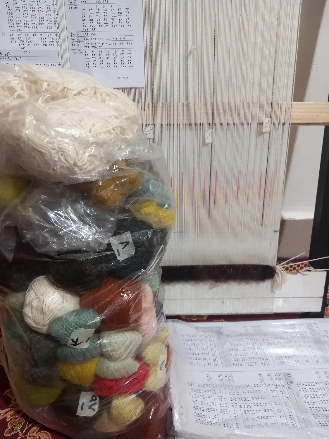 فروش نخ ونقشه تابلو فرش به همراه دار آماده|صنایع دستی و سایر لوازم تزئینی|اردبیل, |دیوار