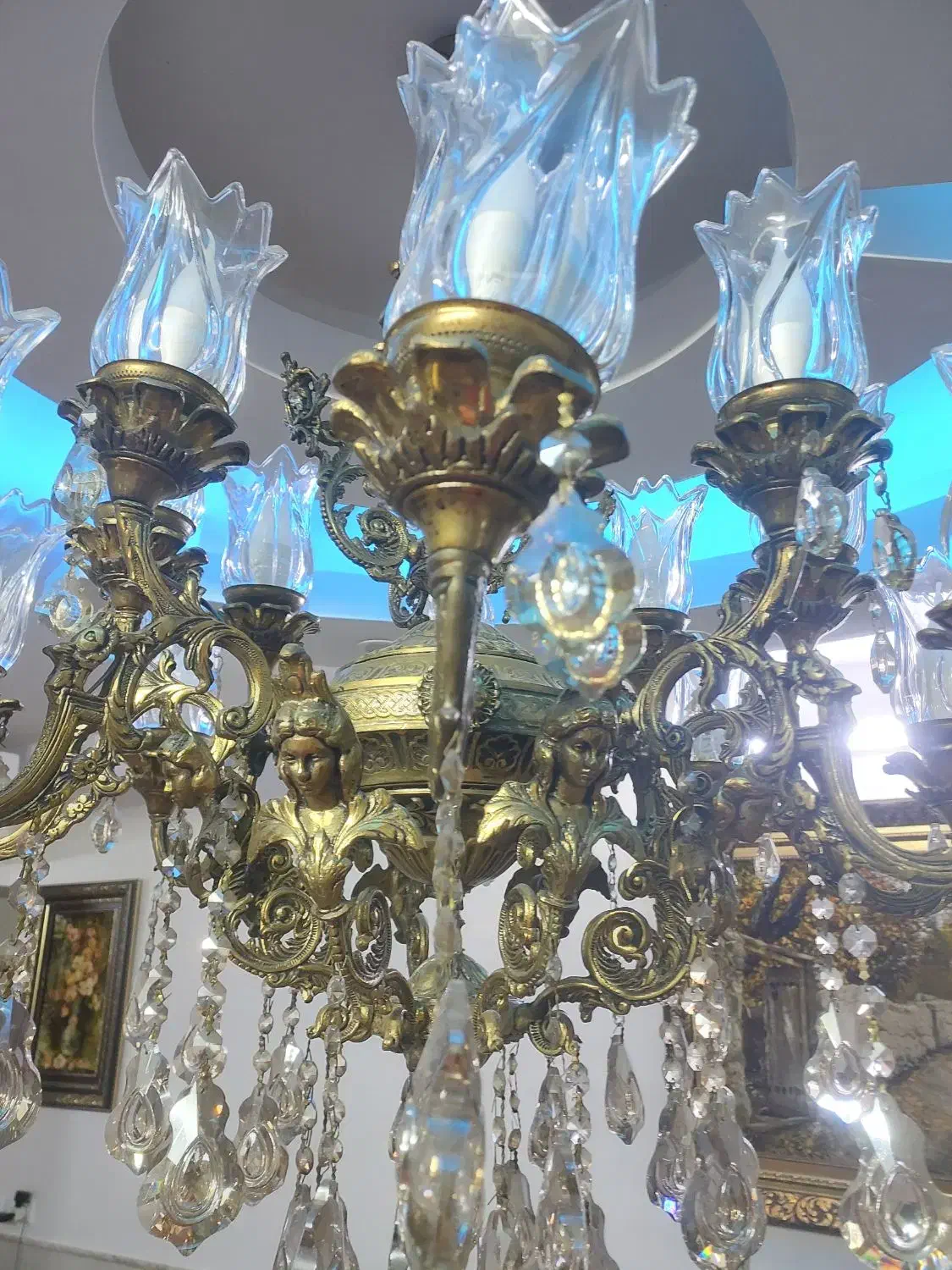 لوستر تمام برنز سنگین|لوستر و چراغ آویز|قم, حنیف نژاد|دیوار