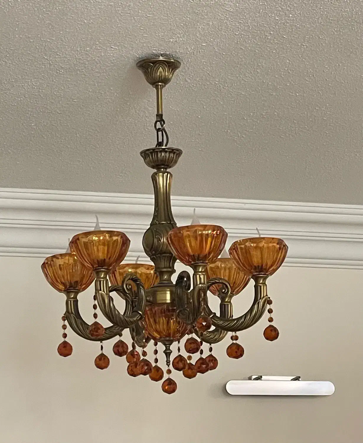 لوستر ۶ شاخه برنز کریستال چک|لوستر و چراغ آویز|ارومیه, |دیوار