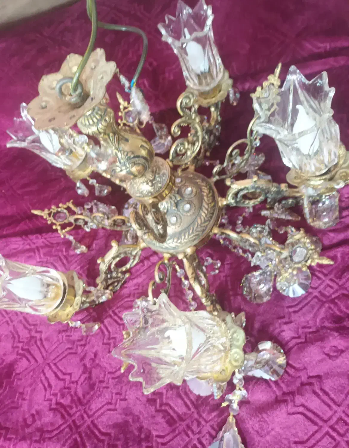 لوستر ۵شاخه برنز|لوستر و چراغ آویز|اسدآباد, |دیوار