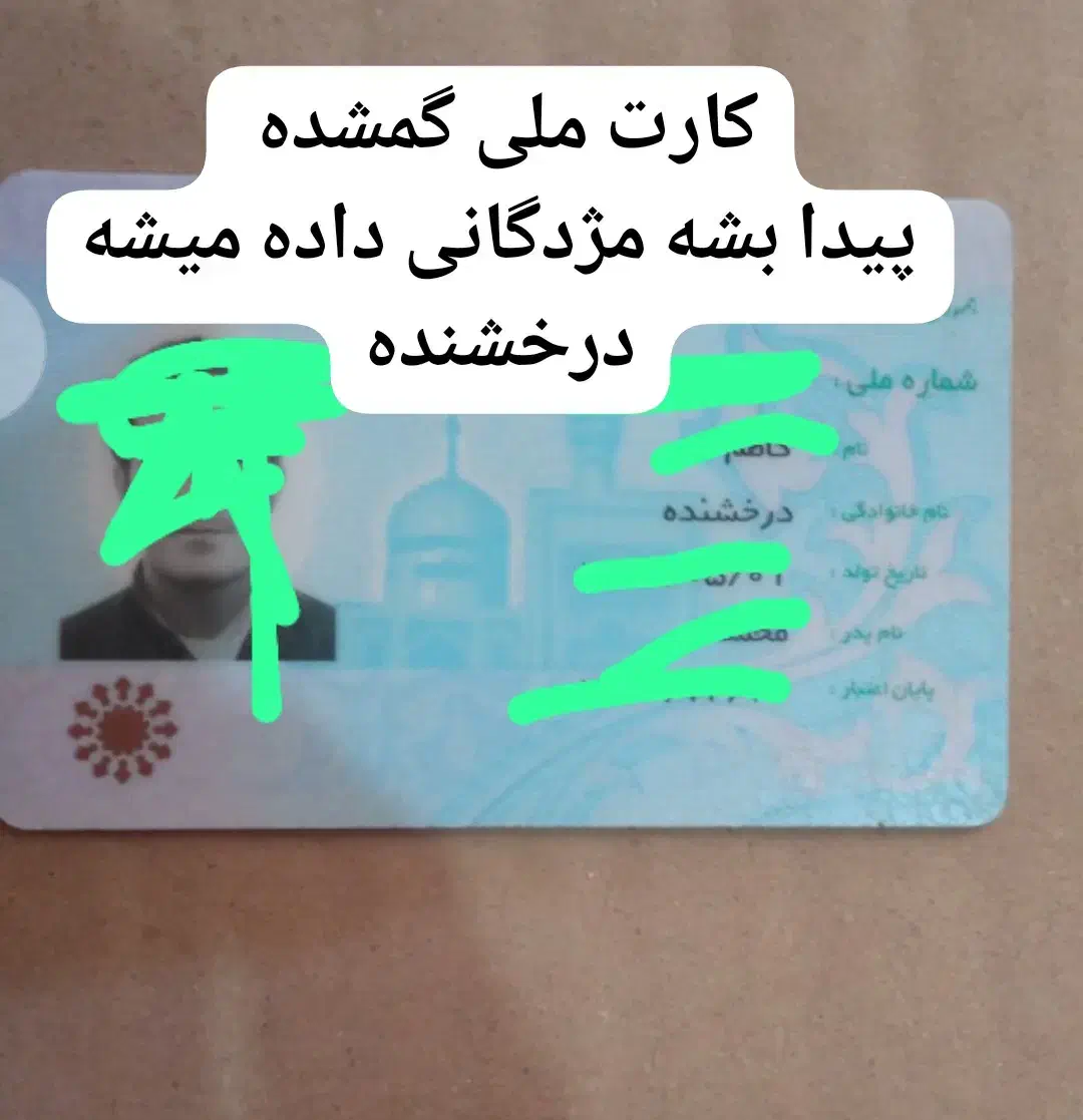 کارت ملی گمشده|اشیا|شیراز, زرهی|دیوار