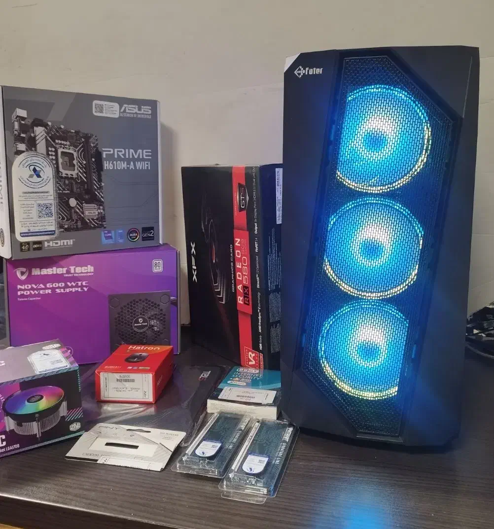 کیس نسل ۱۲ نو ddr5 h610 wifi + 12400f+ rx580|رایانه رومیزی|تهران, شیخ هادی|دیوار