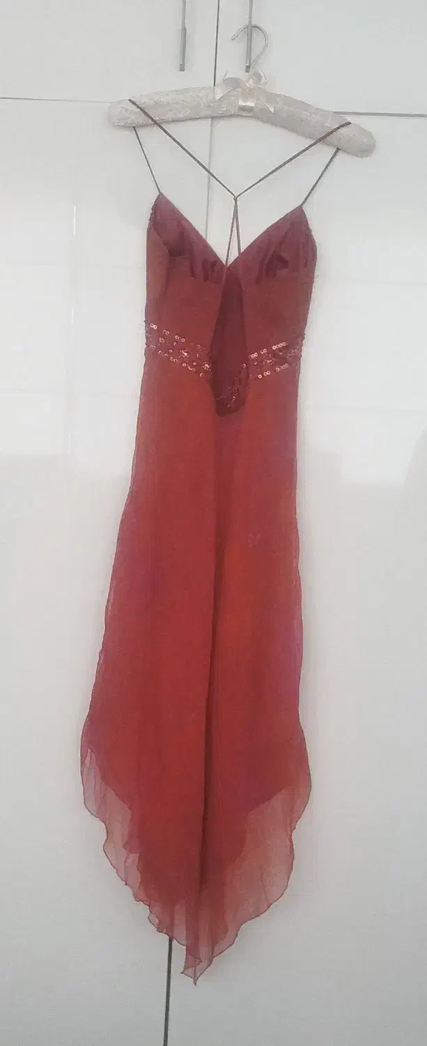 پیراهن مجلسی حریر قرمز بلند اورجینال (نو)|لباس|تهران, پاسداران|دیوار