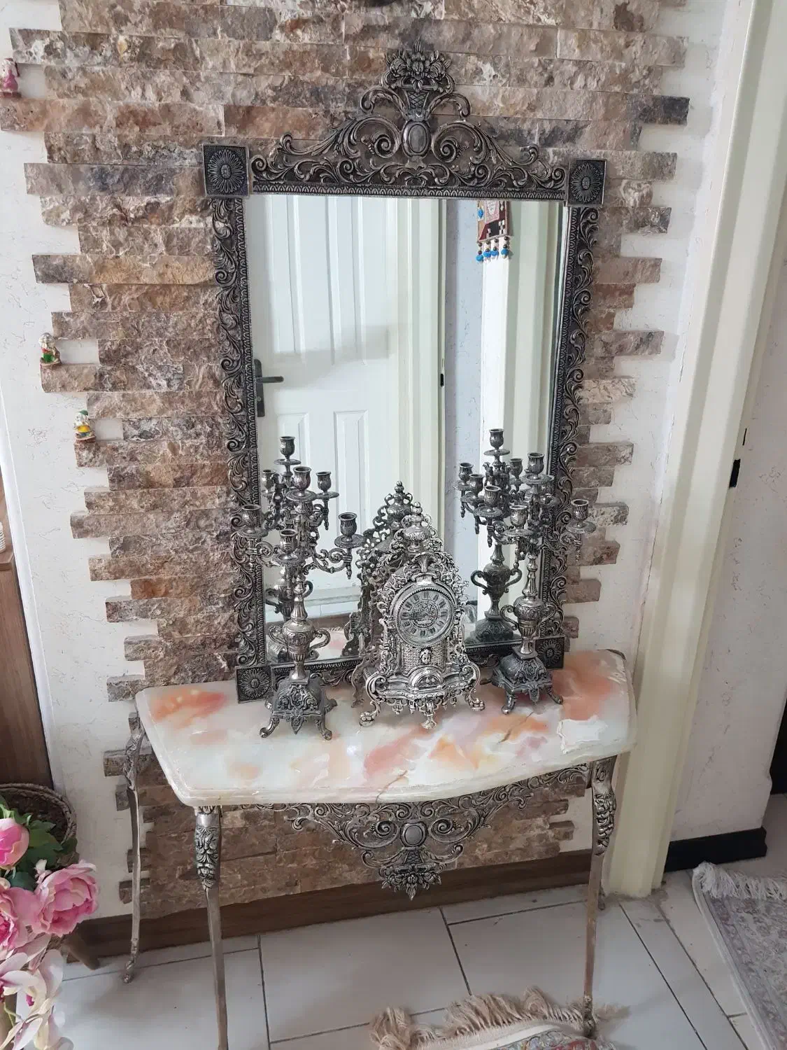 ایینه‌‌شمعدان‌برنجی|آینه|گلستان (تهران), |دیوار