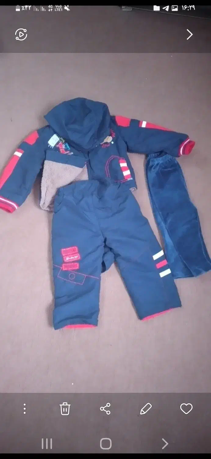 کاپشن شلوارگرم سایز 2اسپرت سرمه ای شلوارمخمل تک|کفش و لباس بچه|خمین, |دیوار