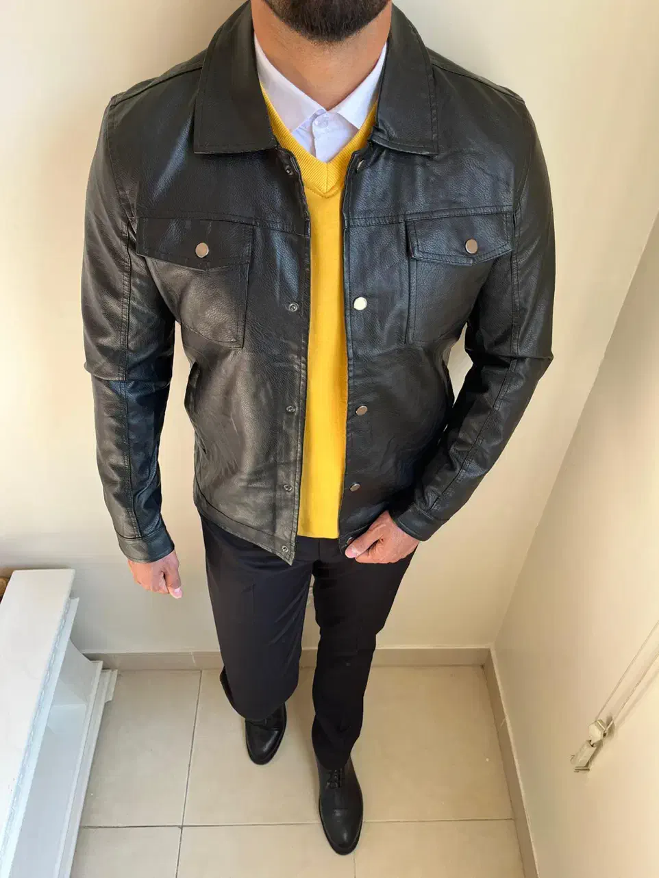 کاپشن چرم جلو دکمه|لباس|تبریز, |دیوار