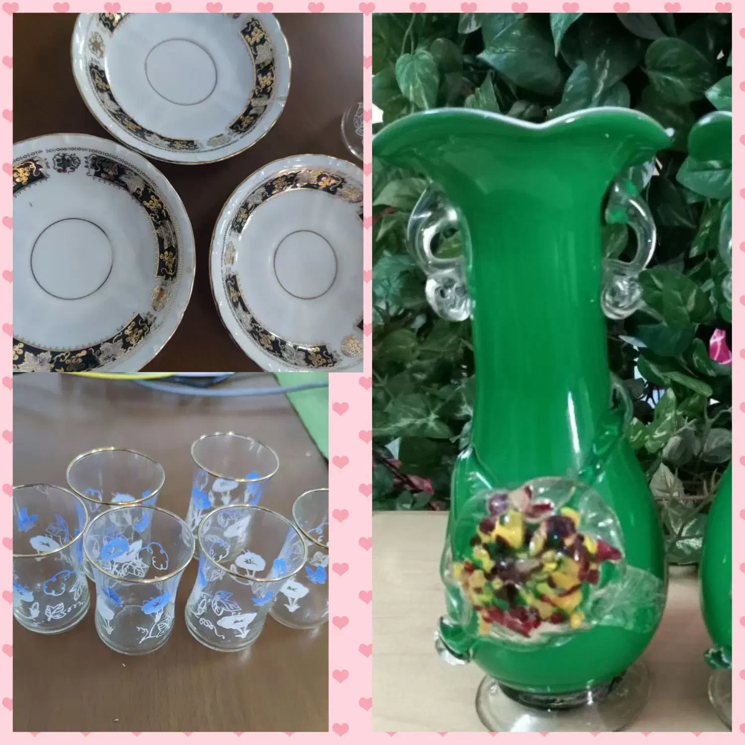 گلدان استکان  نعلبکی قدیمی|صنایع دستی و سایر لوازم تزئینی|قم, نوقطار|دیوار