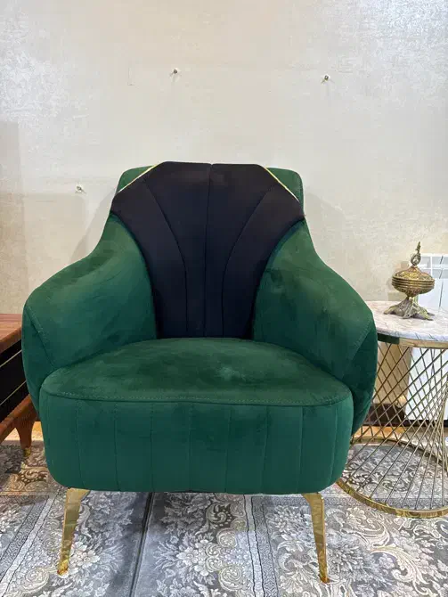 مبل۸نفر رنگ سبز و مشکی پایه استیل ۴تا عسلی|مبلمان خانگی و میز عسلی|یزد, |دیوار