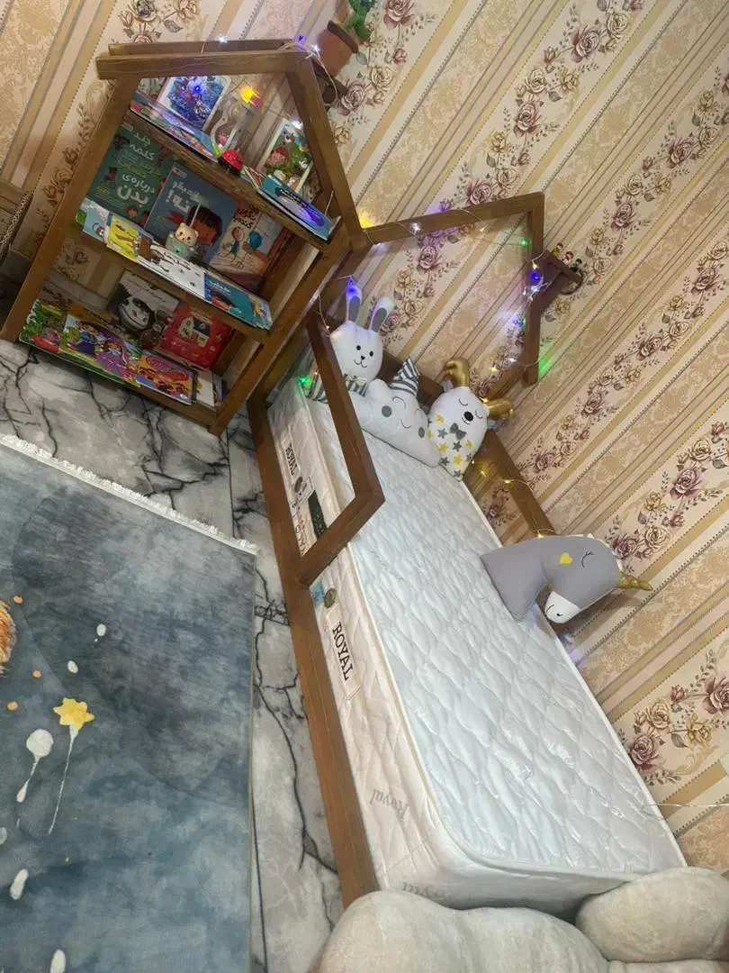 ست تخت و کتابخانه کودک کاملا نو.۱۰میلیون|تخت و سرویس خواب|ری, اقدسیه|دیوار