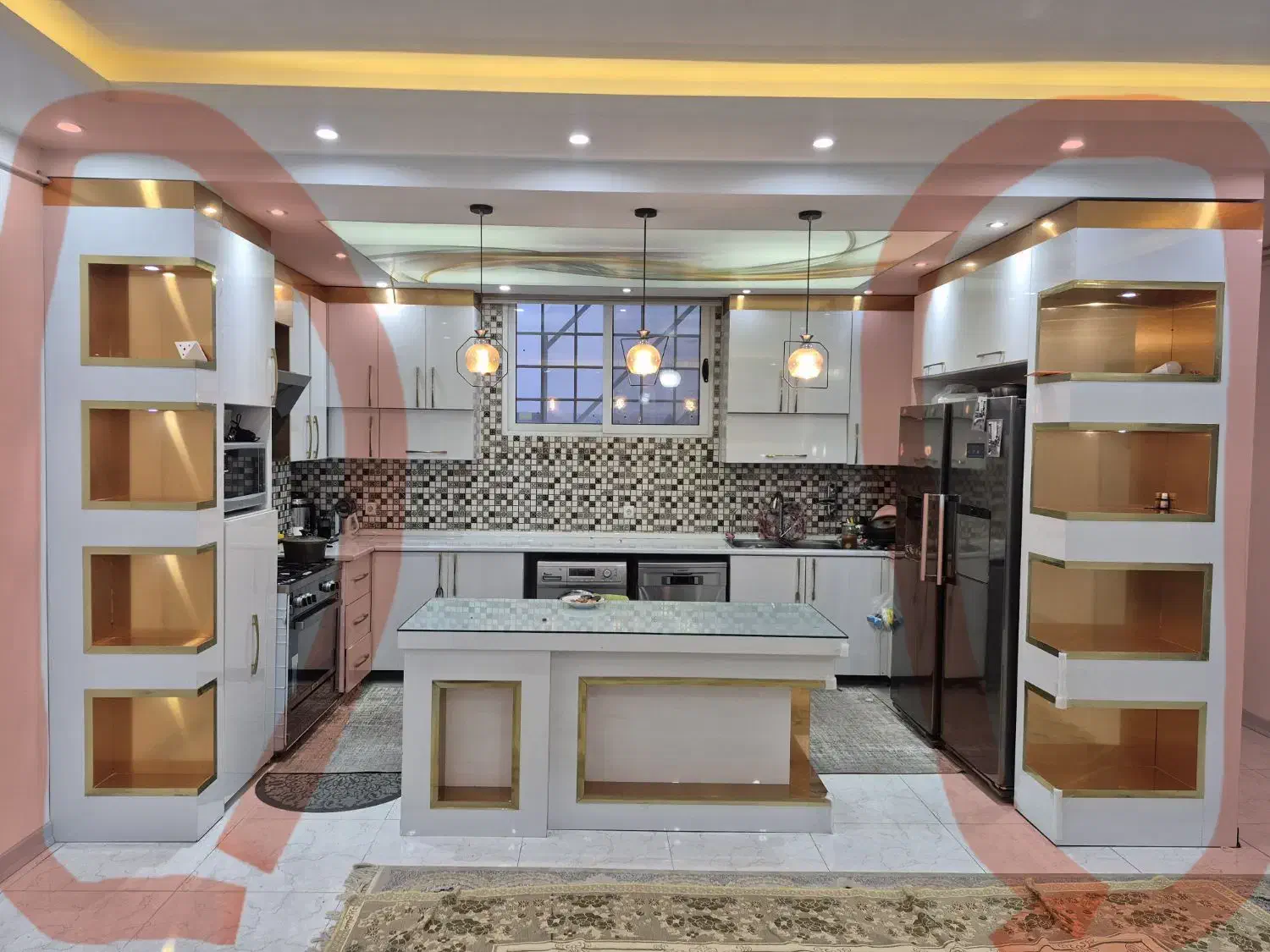 دکور کابینت|کتابخانه، شلف، قفسههای دیواری|لنجان, |دیوار