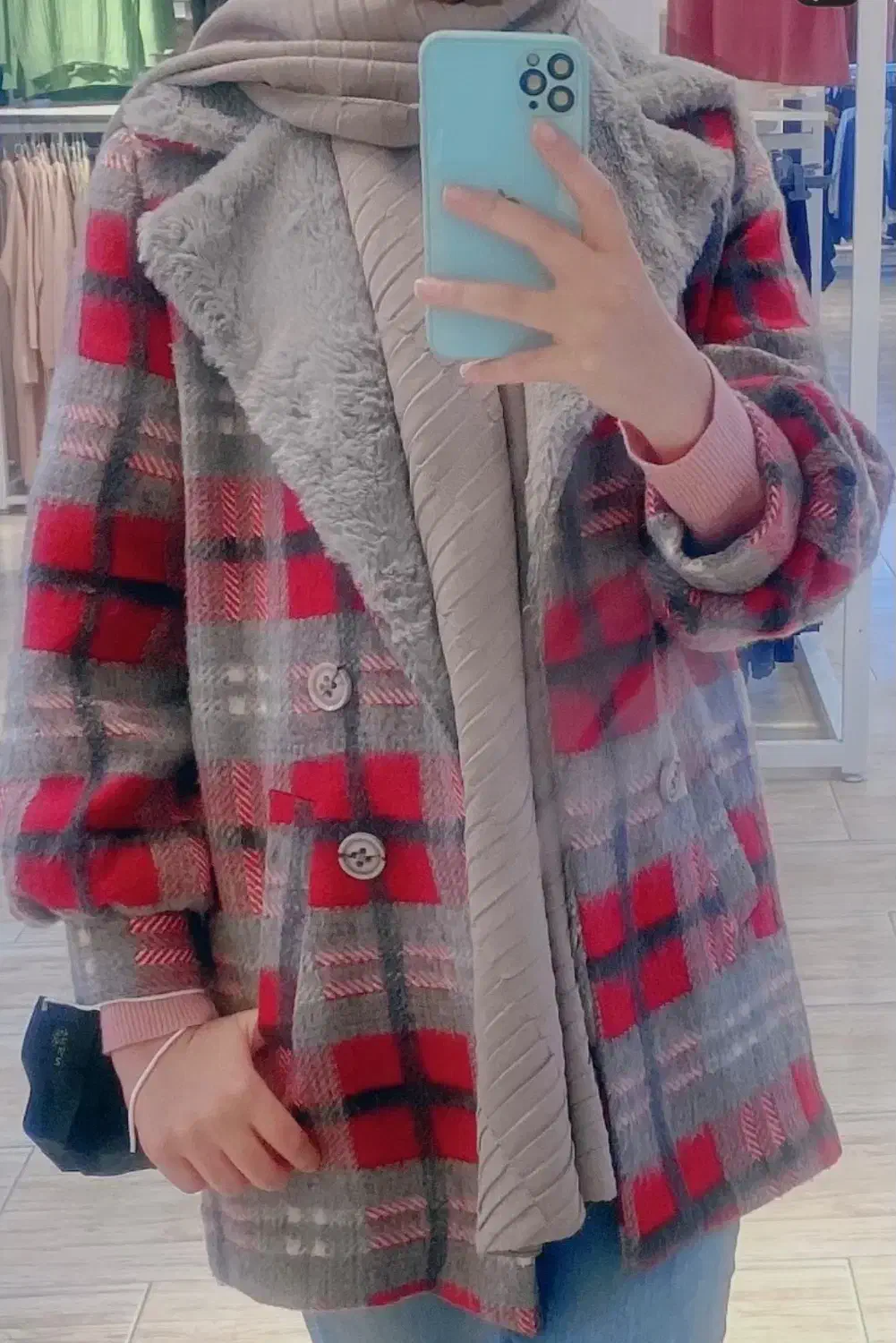 پالتو دخترانه چهارخونه|لباس|مراغه, |دیوار